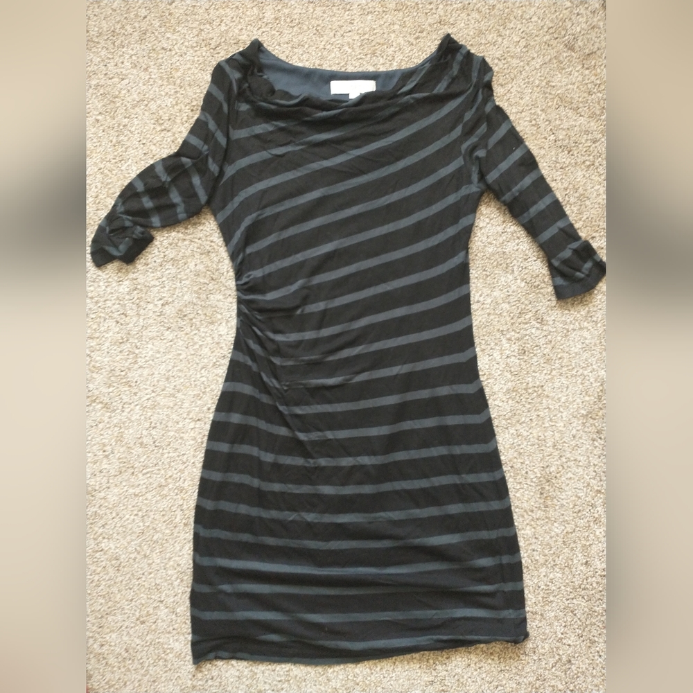LOFT black and grey striped dress